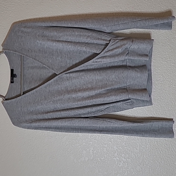 Gibson Tops - GIBSON XS Grey Front Wrap long sleeve top